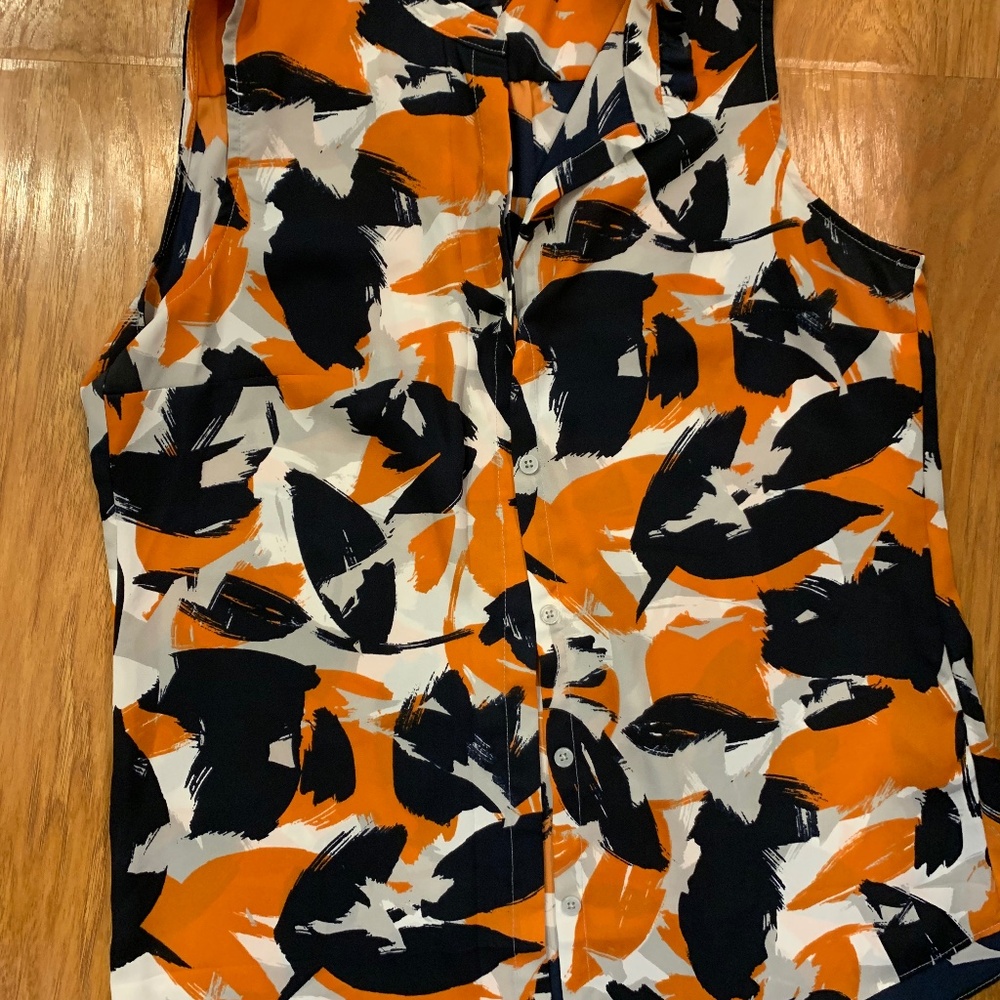 Banana Republic size medium tank top blouse orange and navy